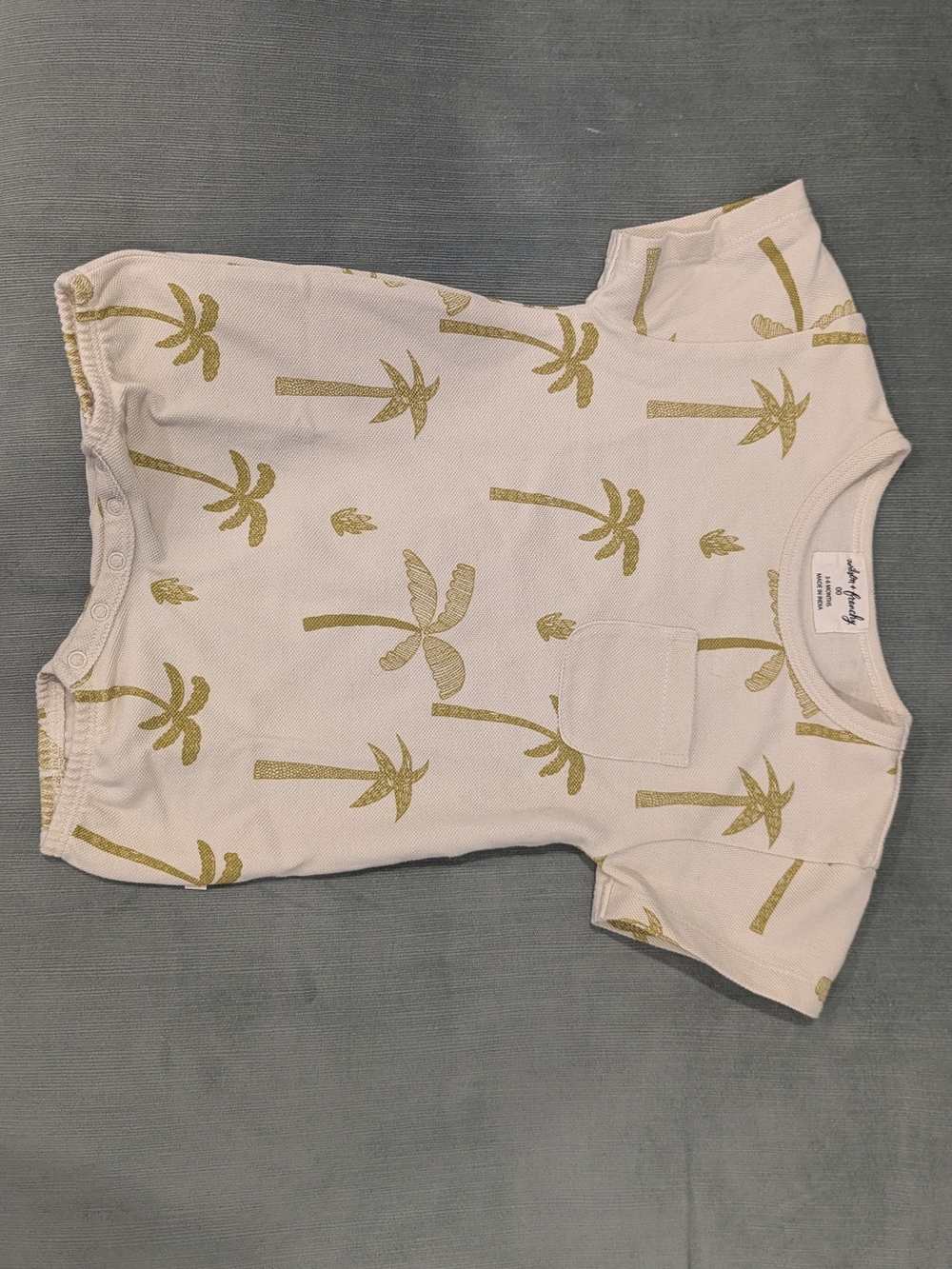 Wilson & Frenchie Cream Tlromper Size 3-6 with Palm Tree Print
